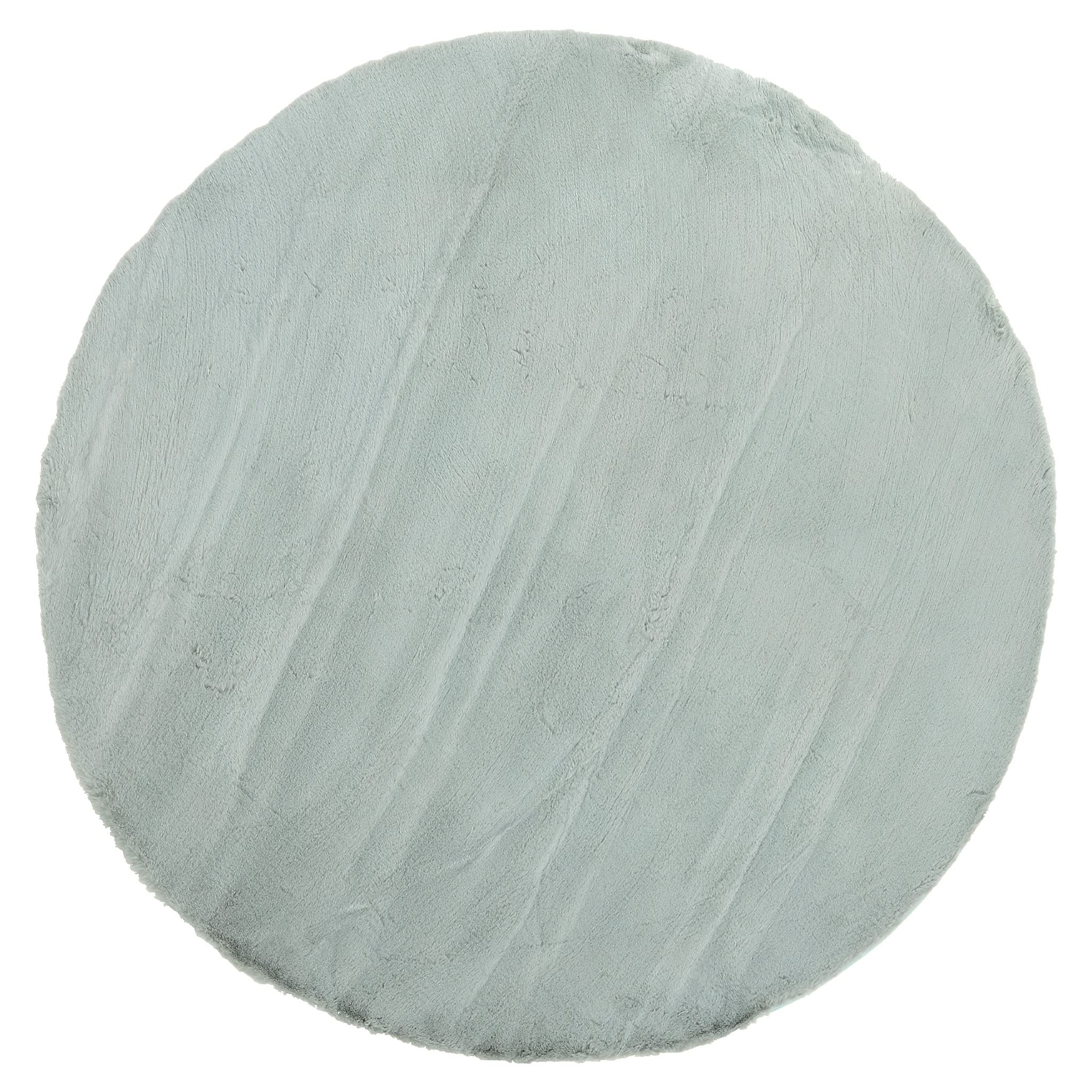 Rug fluffy 080 cmround duckegg pour isoler un sol froid avec douceur