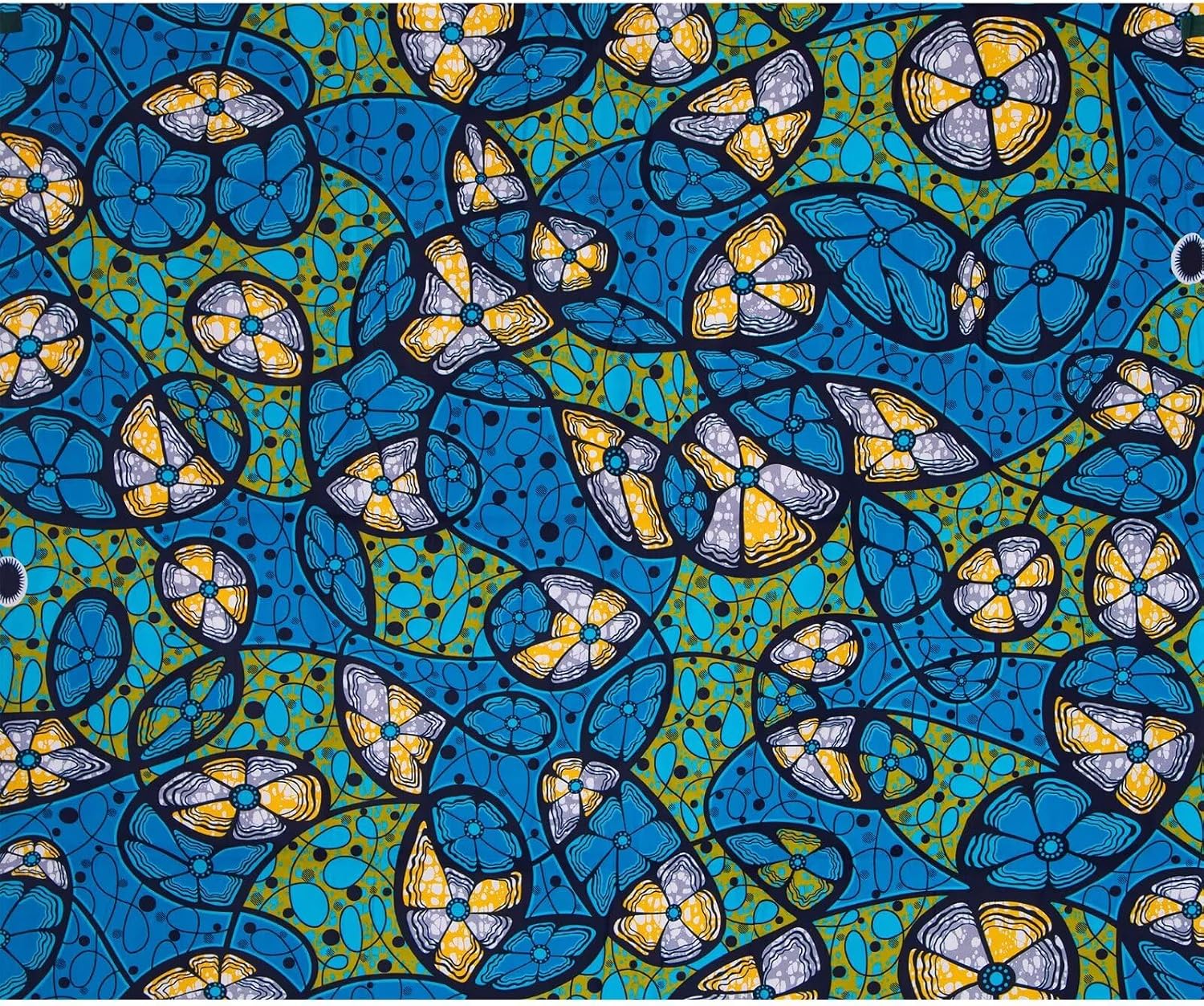 African Fabric 100% Cotton Ankara Wax Print Fabric 6 Yards Cloth for Party Dress