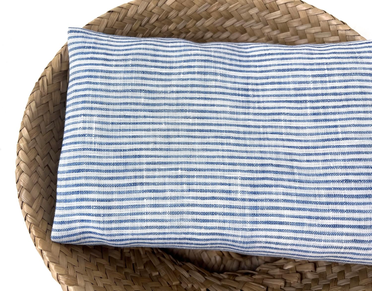 100% Linen Fabric – Lightweight Prewashed – Horizontal Stripe Patterns – Precut Style – Soft & Breathable – 52” Width – by The Linen Lab (Blue 6281, 3 Yard pre Cut)