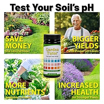 Garden Tutor Soil pH Test Kit 100 Strips with AI-Powered Web Reader Accurate Testing for Lawn, Garden & Compost pH 3.59