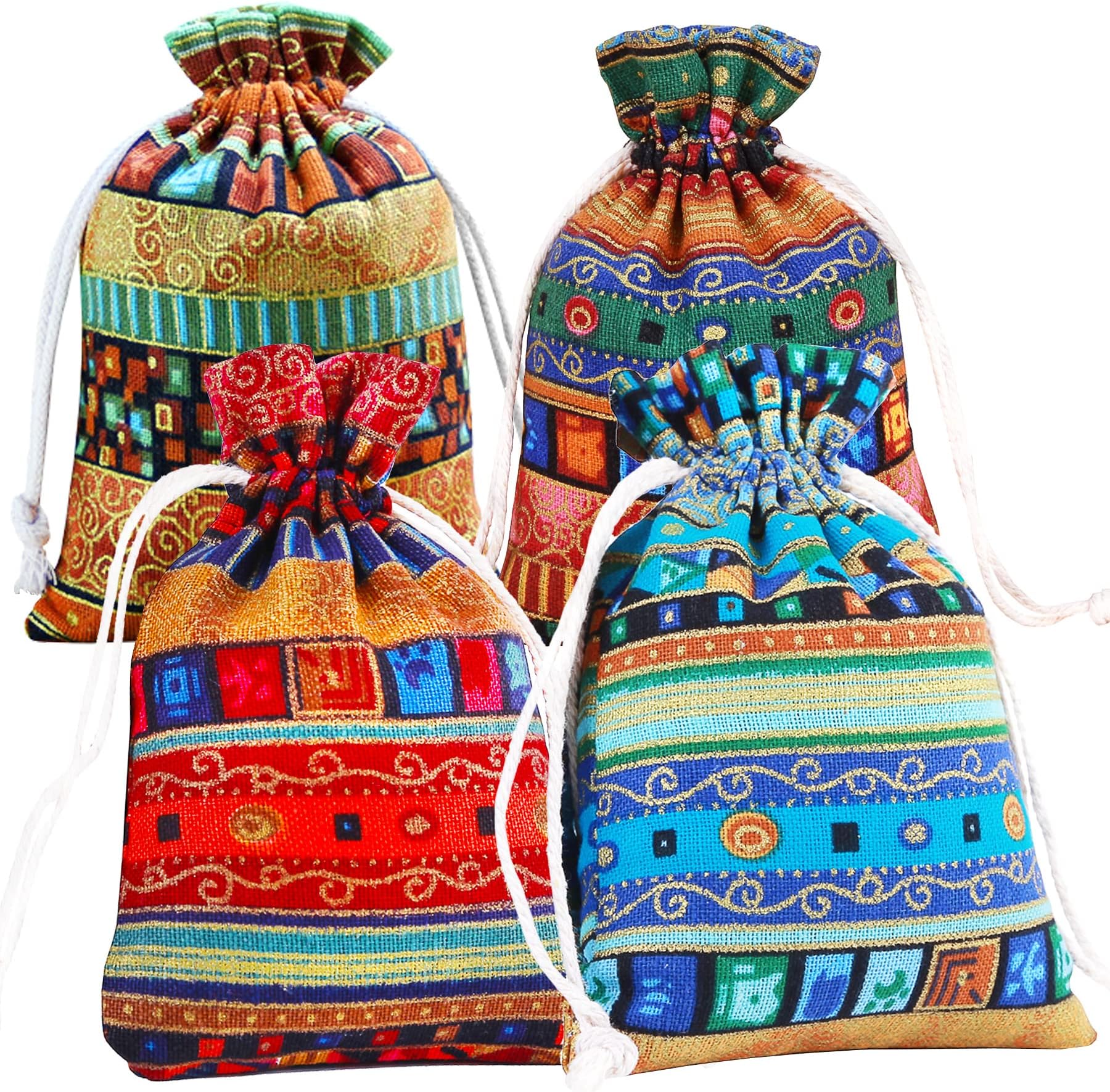 20 Pack Drawstring Gift Bag, Cotton Linen Jute Cloth Sack Muslin Bags for Wedding Party, Arts & Crafts Projects, Presents, Snacks & Jewelry,Christmas (4x5.5 inch)