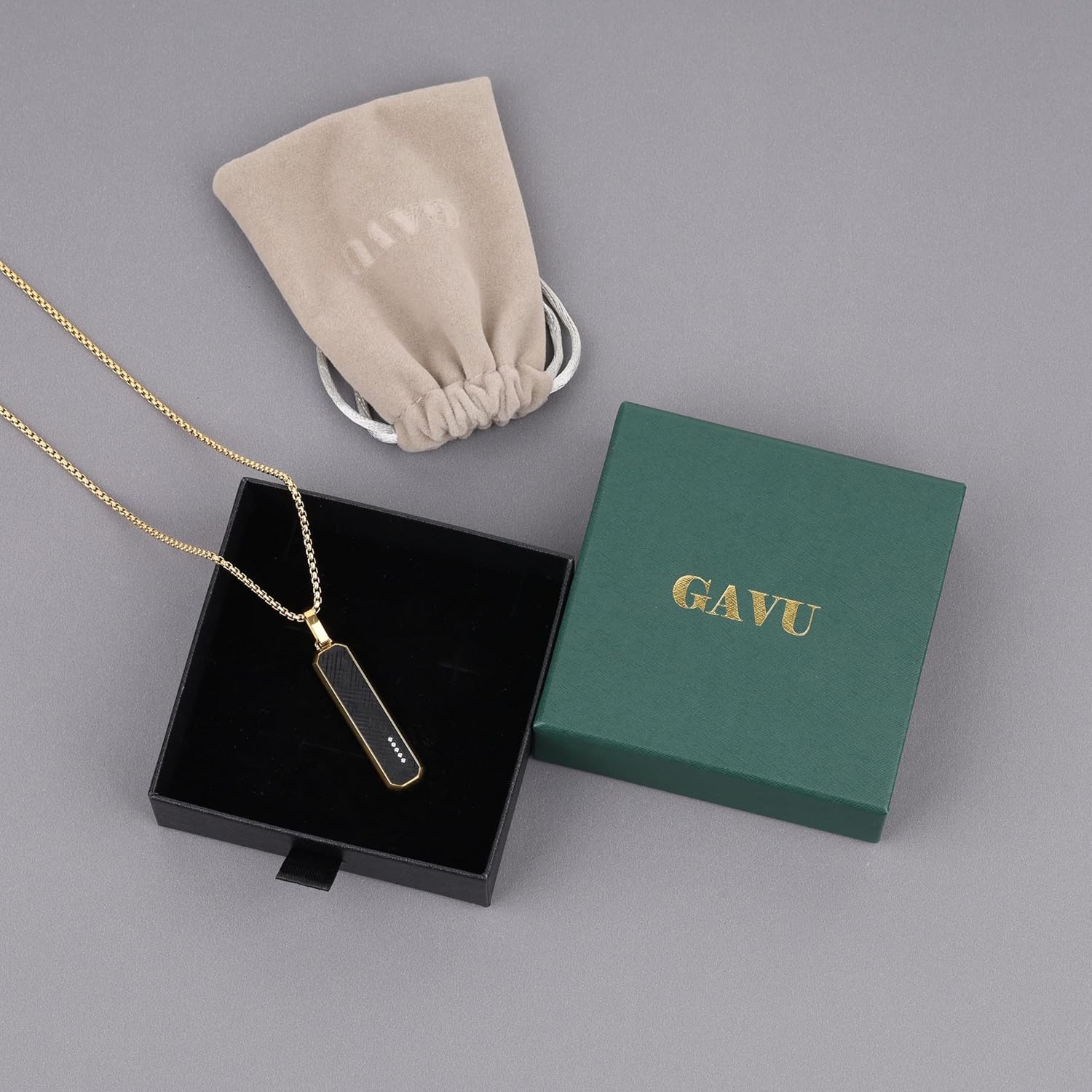 GAVU Tag Necklace for Men, Men’s Stainless Steel Pendant Necklace Black Tag Pendant for Men - Image 6