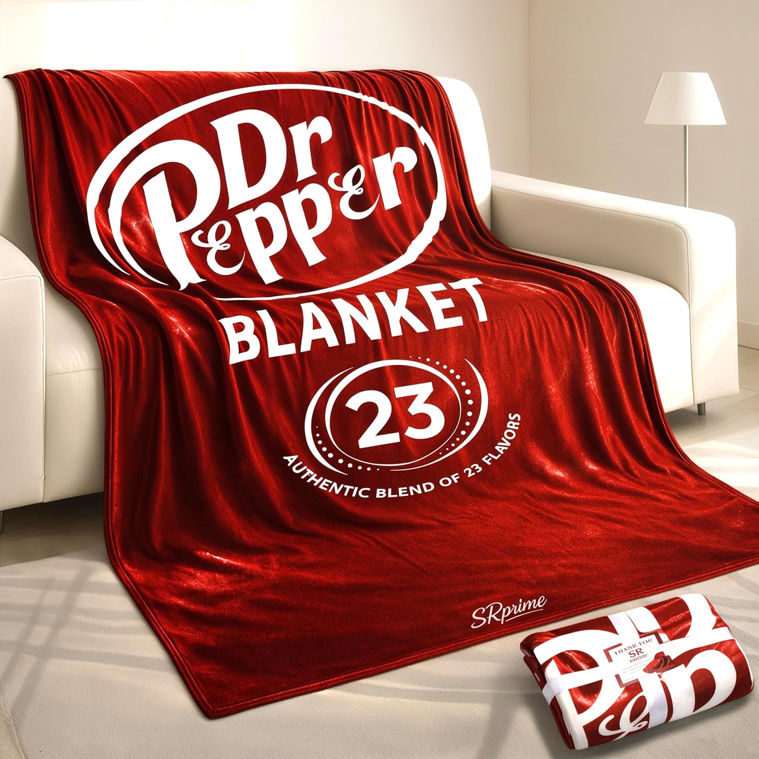 Dr Pepper Blanket XL (80” x 60”) – Ultra Soft Fleece Blanket for Room Decor Aesthetic - Red Throw Blanket for Couch, Bed & Travel | Home Decor, Funny for Soda Fans.
