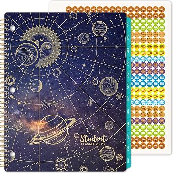 Student Planner - Planner 2025-2026, July 2025 - June 2026, 9" x 11", 2025-2026 Student Plan Book with Tabs, Back Pocket, Stickers - Planet