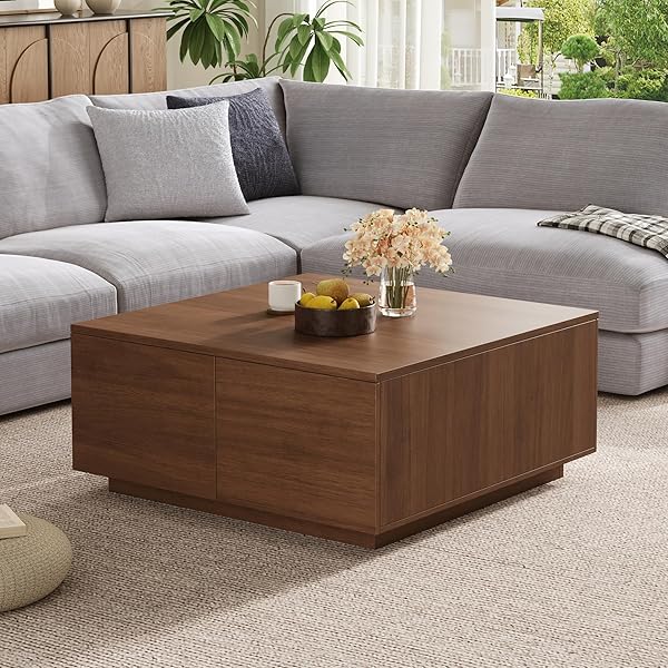 Modern Walnut Square Storage Table