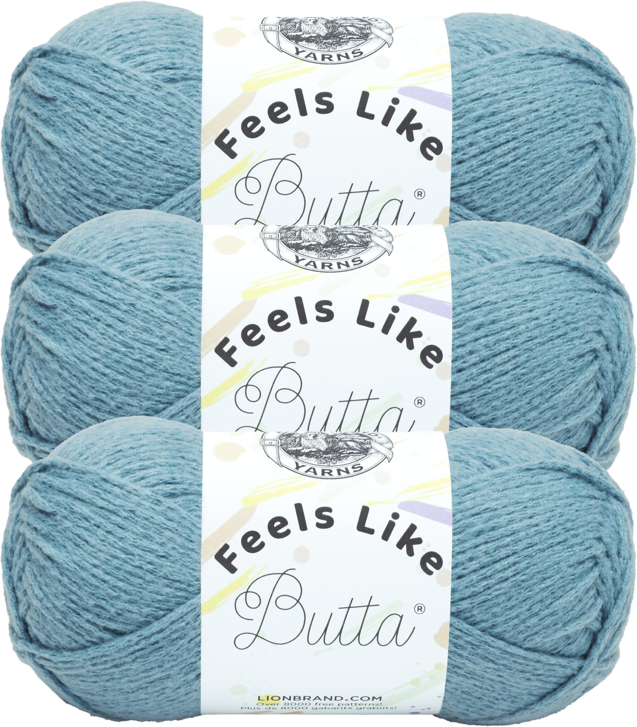 Lion Brand Yarn (3 Pack) Feels Like Butta Yarn, Dusty Blue