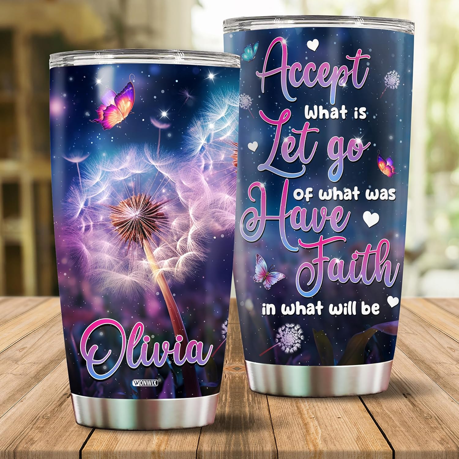 Personalized Dandelion Tumbler Gifts for Women Flower Floral Memorial Bereavement 20oz Insulated Stainless Steel With Lid Travel Cup Coffee Mug Water Bottle