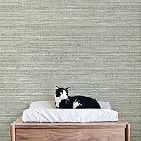 Vista 3 de JiffDiff Grasscloth Wallpaper Peel and Stick Cream Grassweave Peel & Stick Textured Wallpaper Self Adhesive Contact Paper 17.3"x472" withered