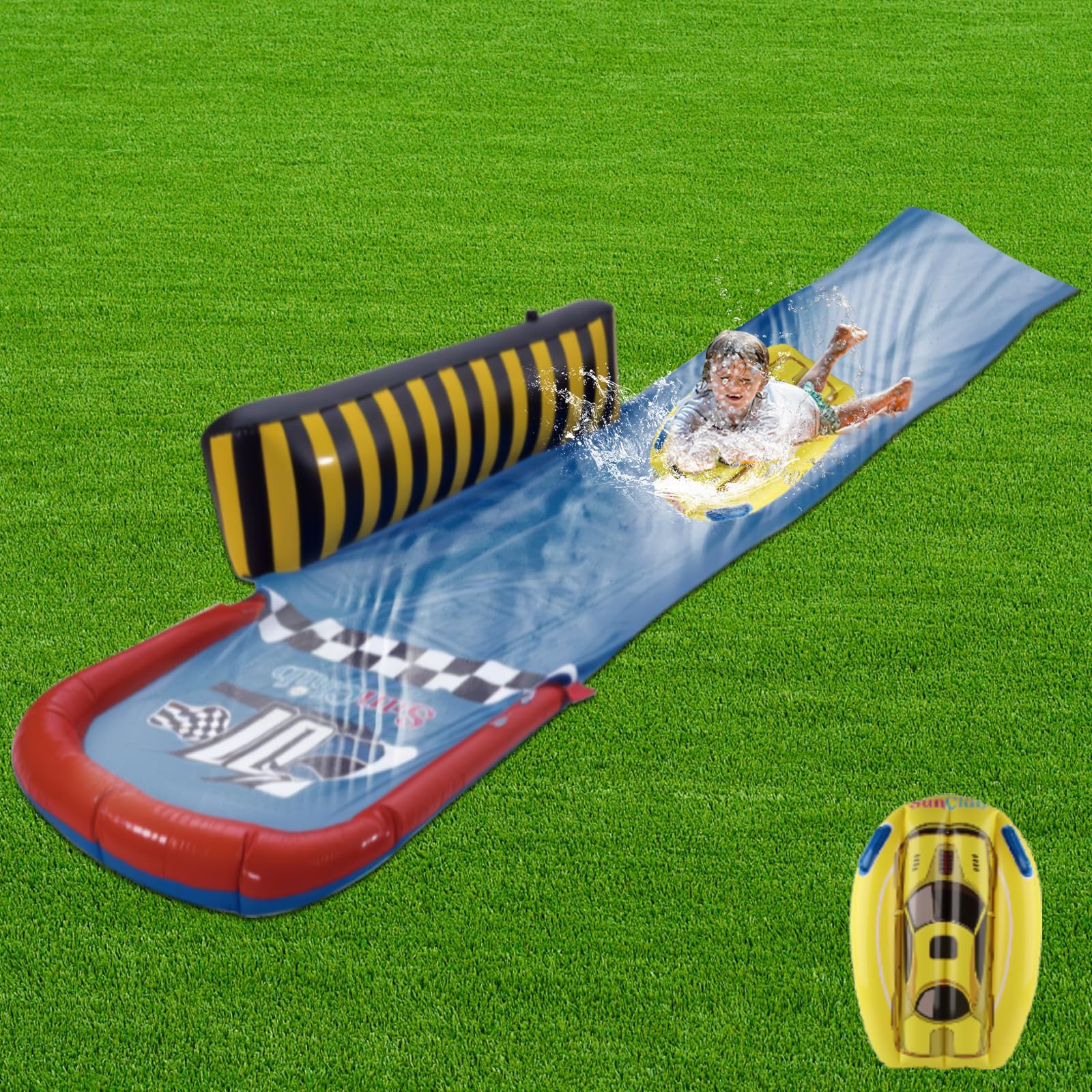 ACTOYS Toboggan de Pelouse, Ventriglisse Aquatique, Tapis de Glisse Eau Enfant Adulte, Toboggans Single avec Arroseur Intégré, Jeu Exterieur Jardin Enfant, Jouets d'Été (A)