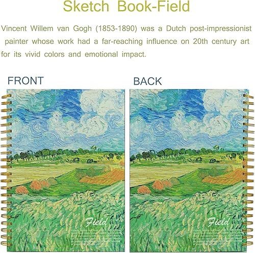 Miniatura 7 de Van Gogh Mixed Media A4 Sketch Book, Spiral Bound Sketch Pad, 1 Pack 60Sheets (98lb160gsm), Acid Free Art Sketchbook Sketching Drawing Painting