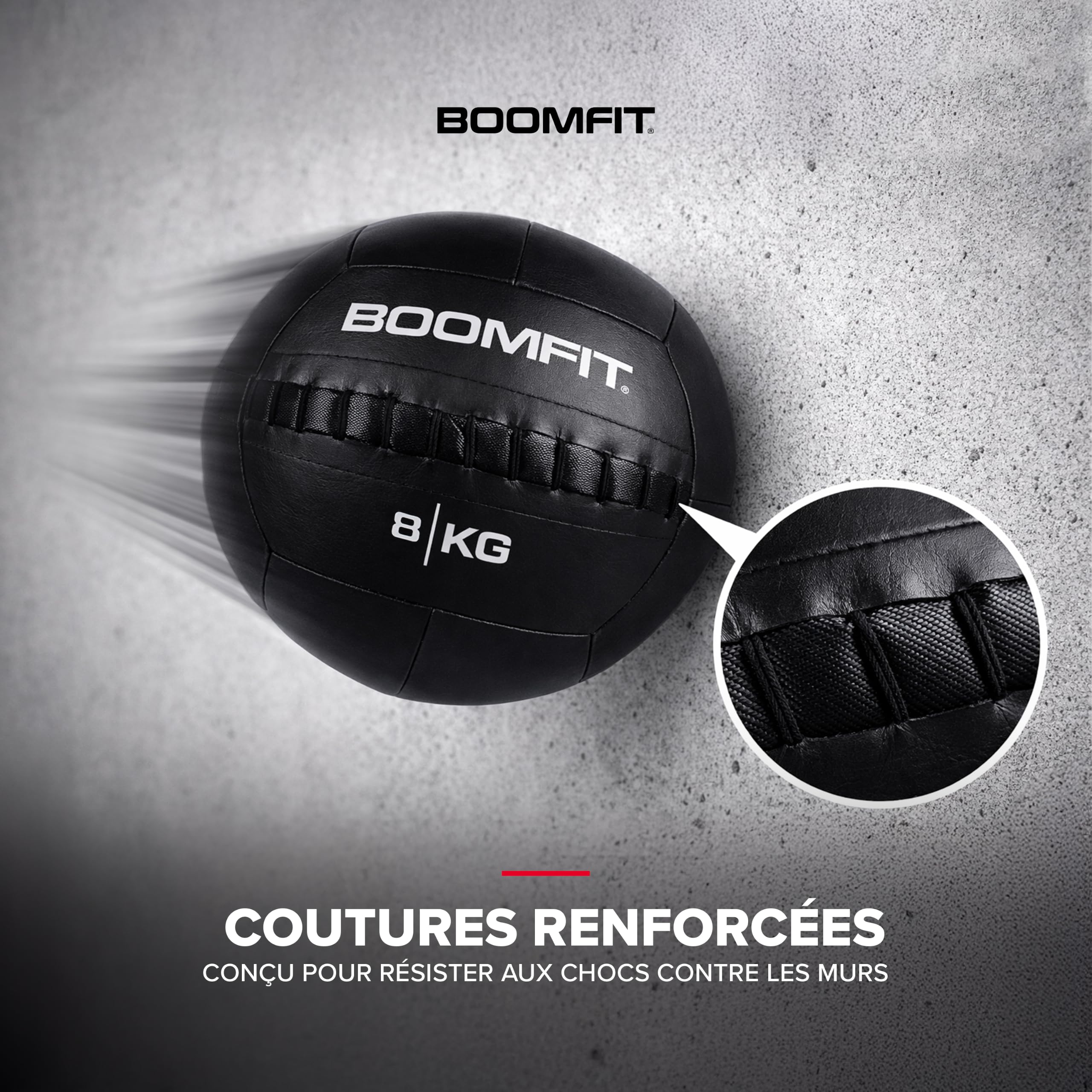 BOOMFIT Wall Ball 2-15kg | Medecine Ball Lestée pour Crossfit et WOD | Ballon de Fitness en Cuir Synthétique | Puissance Explosive et Musculation | Athlètes et Home Gym