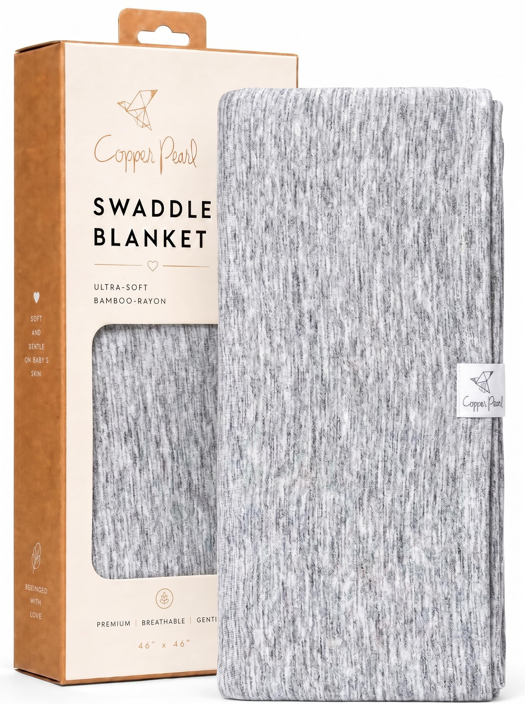 Copper Pearl Swaddle Blankets for Newborns | Soft Stretchy Receiving Blankets for Boys and Girls | Large 46 x 46 Inch Baby Blankets | Lightweight and Breathable Swaddles | Asher