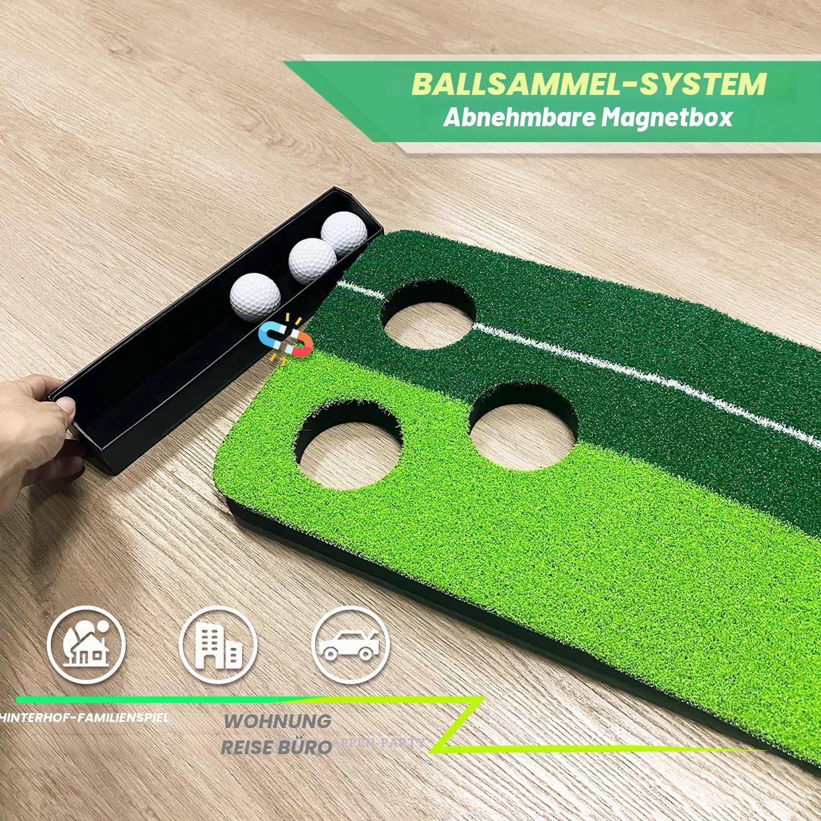 SENSECLUB Indoor-Putting-Green-Matte, faltbares Putting-Green-Golfspiel-Set, Golfgeschenk für Männer