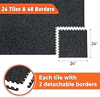 Vista 6 de SUPERJARE 0.4'' Thick 24 Pcs 96 Sq Ft Rubber Top Exercise Equipment Mats, High Density EVA Foam Mats with Rubber Top, Interlocking Gym Flooring for