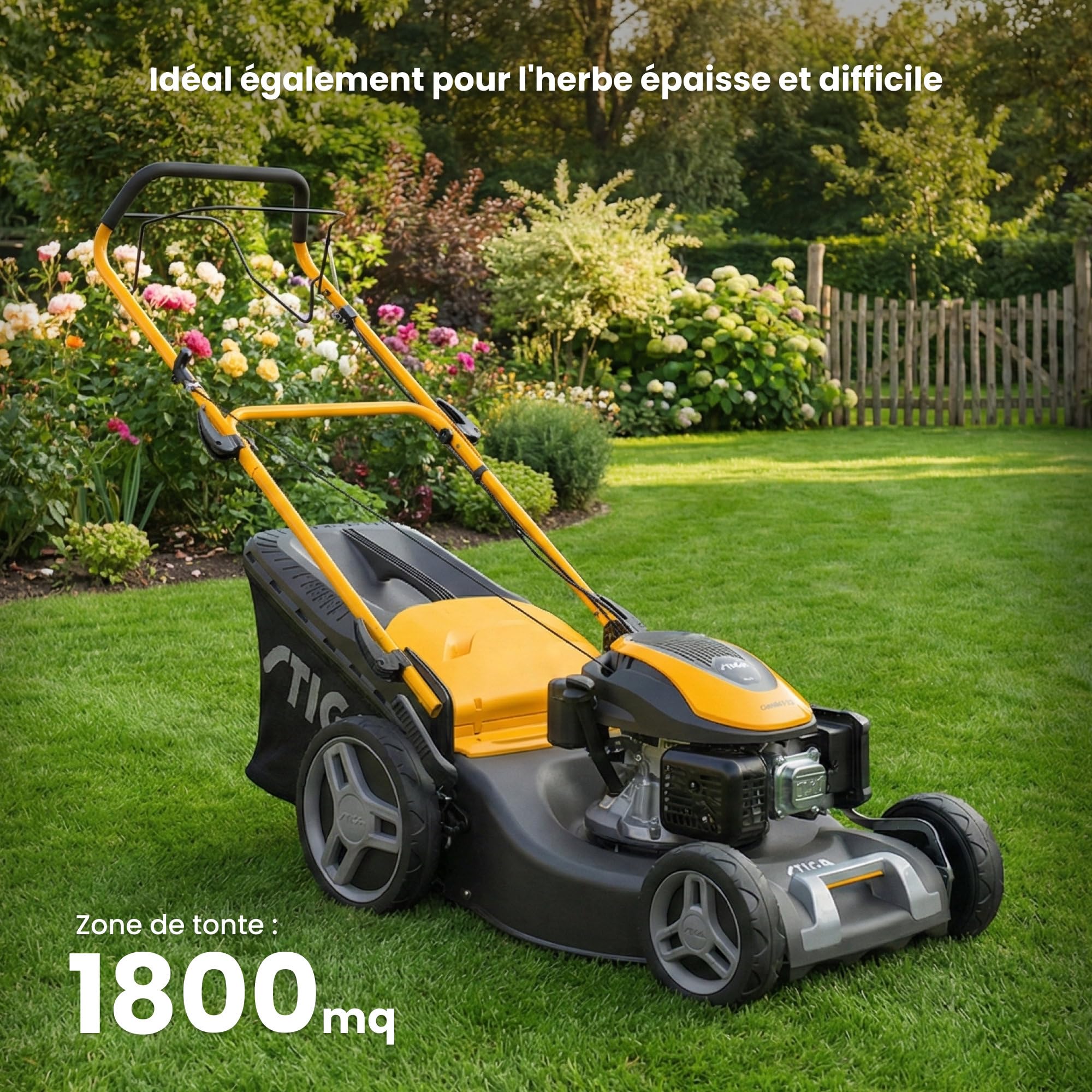 STIGA Combi 53 S a Tondeuse Thermique, 166 CC, 51 cm – Bac 60 l, Système 3-en-1 – Pelouses Moyennes et Grandes