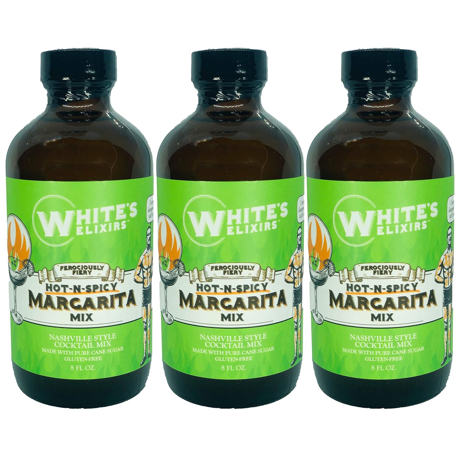 White's Elixirs Natural Cane Sugar Cocktail Mixers 8oz Bottles (Old Fashioned, 4 Pack)