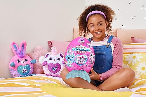 Miniatura 5 de Rainbocorns Mermaidcorn (Puppy) de ZURU, peluche coleccionable, sorpresas de sirena, peluche de peluche, huevo sorpresa, calcomanías, arena mágica y