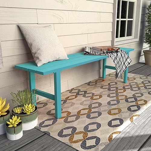 Miniatura 2 de Juego de 2 bancos para exteriores, 53 x 13 x 15 pulgadas, banco de aluminio ligero a prueba de óxido para patio, porche, patio trasero y jardín,