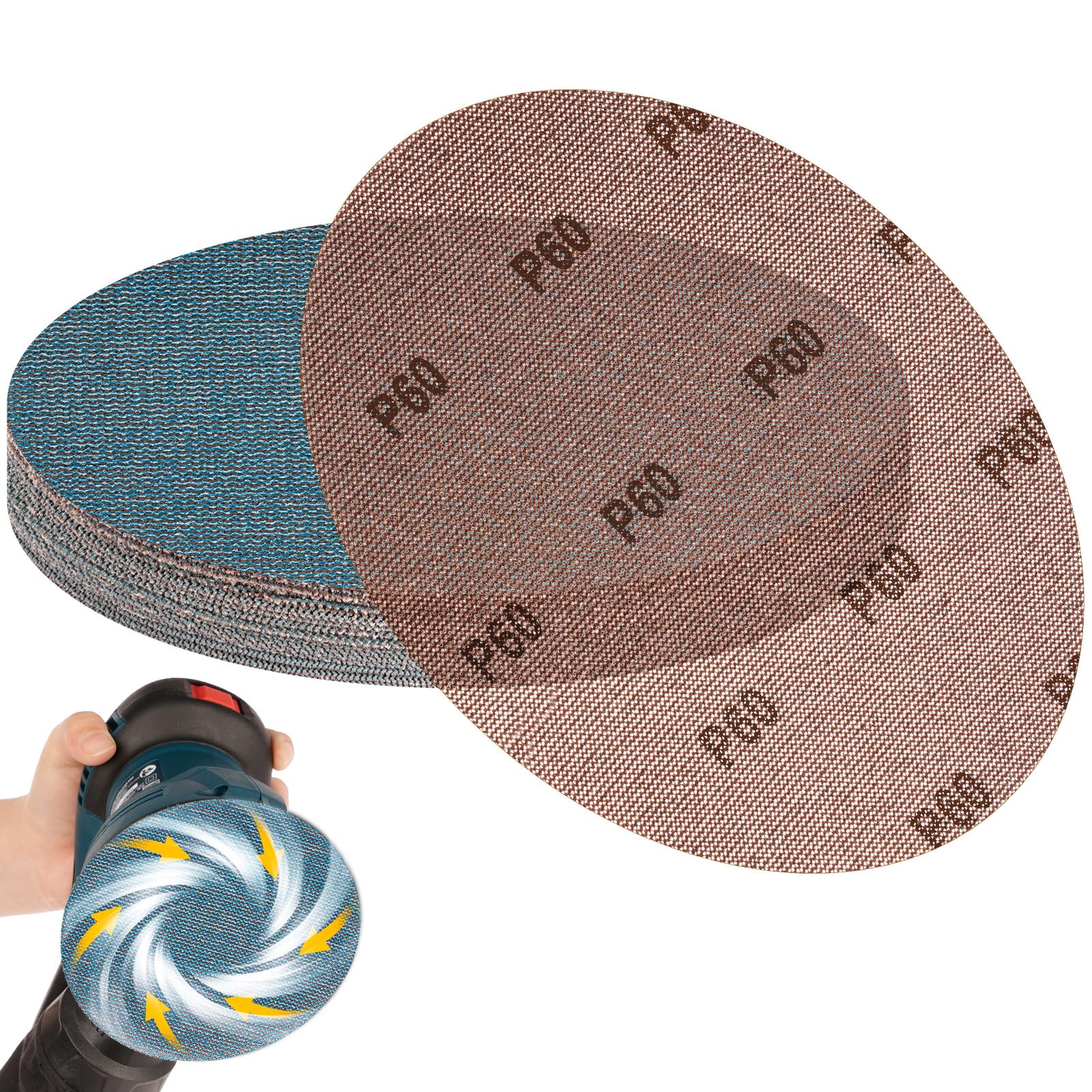 NUTKIT 18PCS Mesh Sanding Discs, 225mm Dust Free Drywall Sandpaper