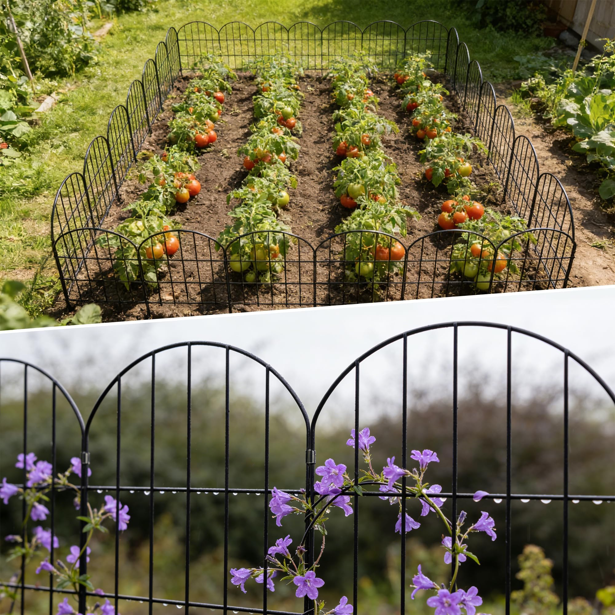 Thealyn Clôture de jardin décorative - 81 cm (H) x 45 cm (l) (10 panneaux, longueur totale 4,5 m) - Clôture extérieure en métal sans creuser pour parterre de fleurs, cour, barrière pour animaux