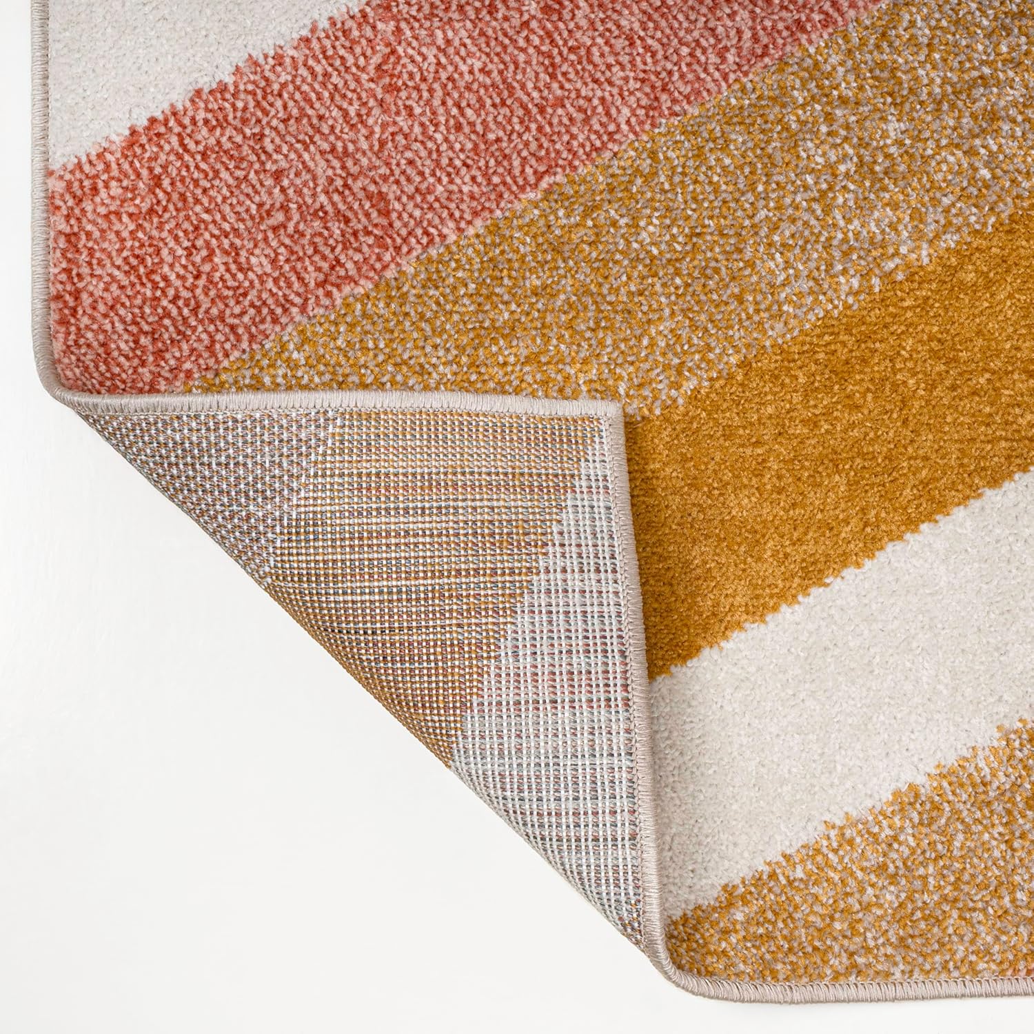 JONATHAN Y Retro Rainbow Stripe Runner Rug 2x8, Red/Gold/Cream, Contemporary, Casual, Coastal, Easy-Cleaning for Living Room, Bedroom, Kitchen, Pet Friendly, Non-Shedding (DZC102C-28)