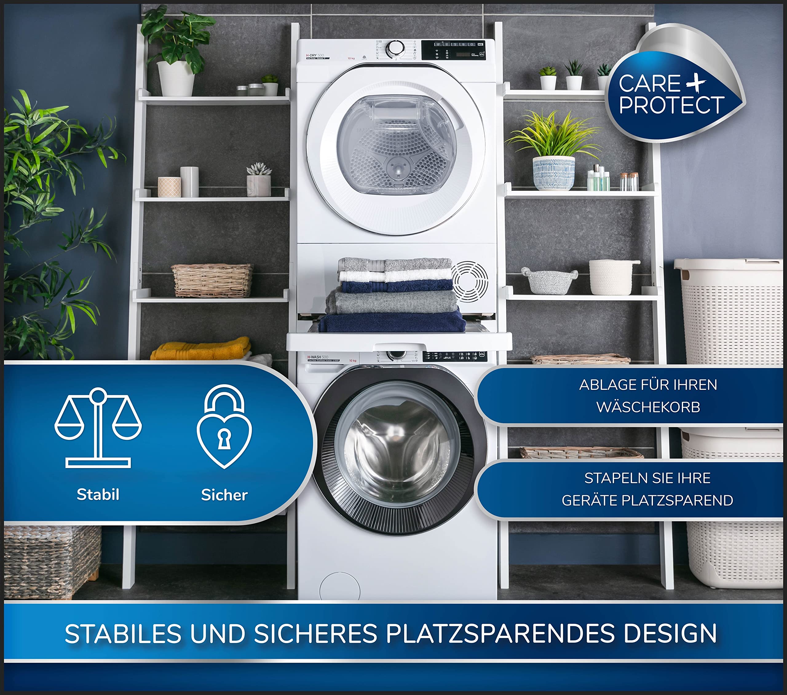 AEG TR8T70680 Wärmepumpentrockner/Serie 8000 mit AbsoluteCare® & CARE + PROTECTUniversal-Zwischenbaurahmen, Platzsparender Zwischenbausatz, Universell für Waschmaschinen mit Tiefe 47-62 cm