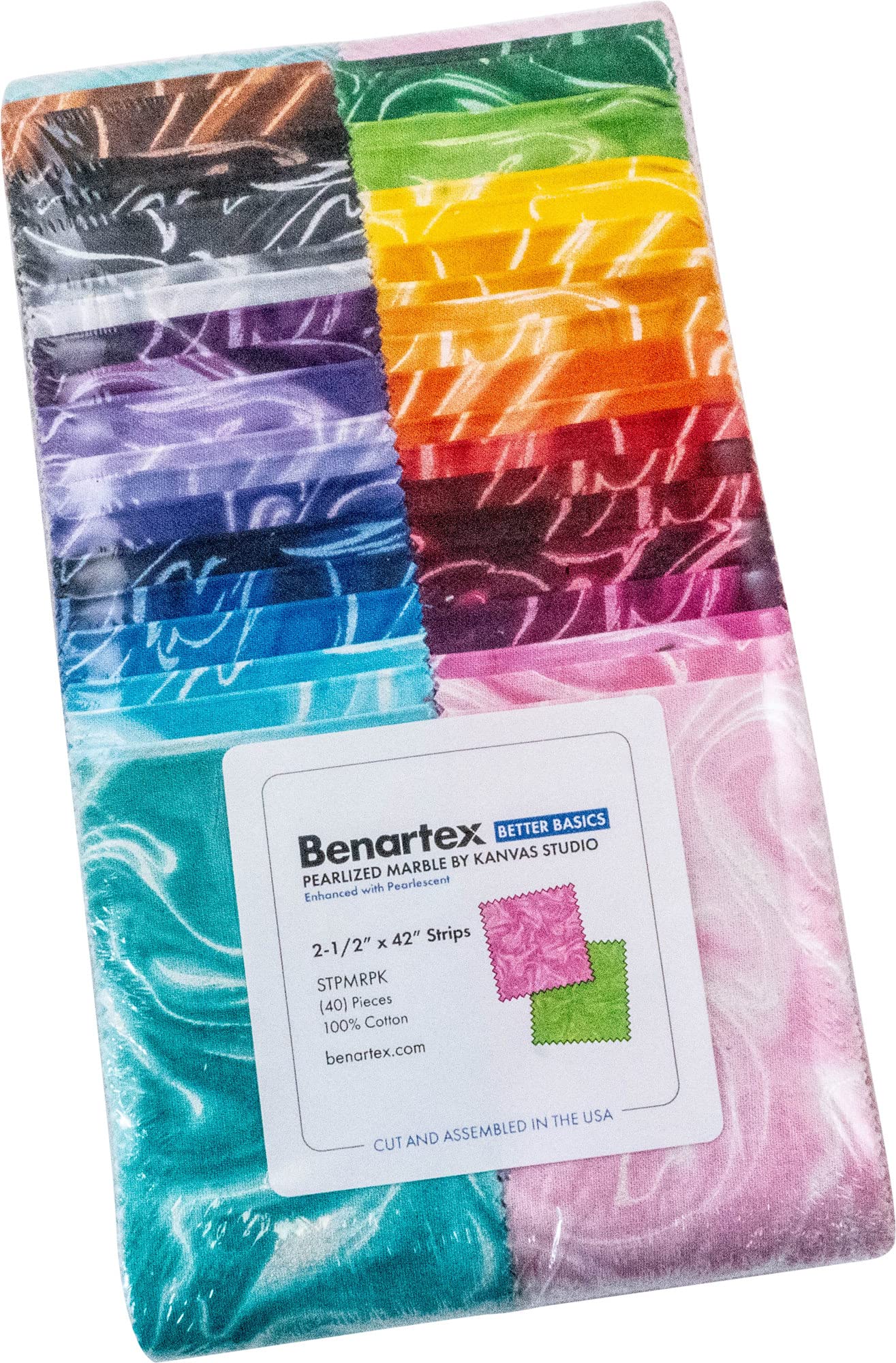 Kanvas Studio Pearlized Marble Strip-Pies 40 2.5-inch Strips Jelly Roll Benartex