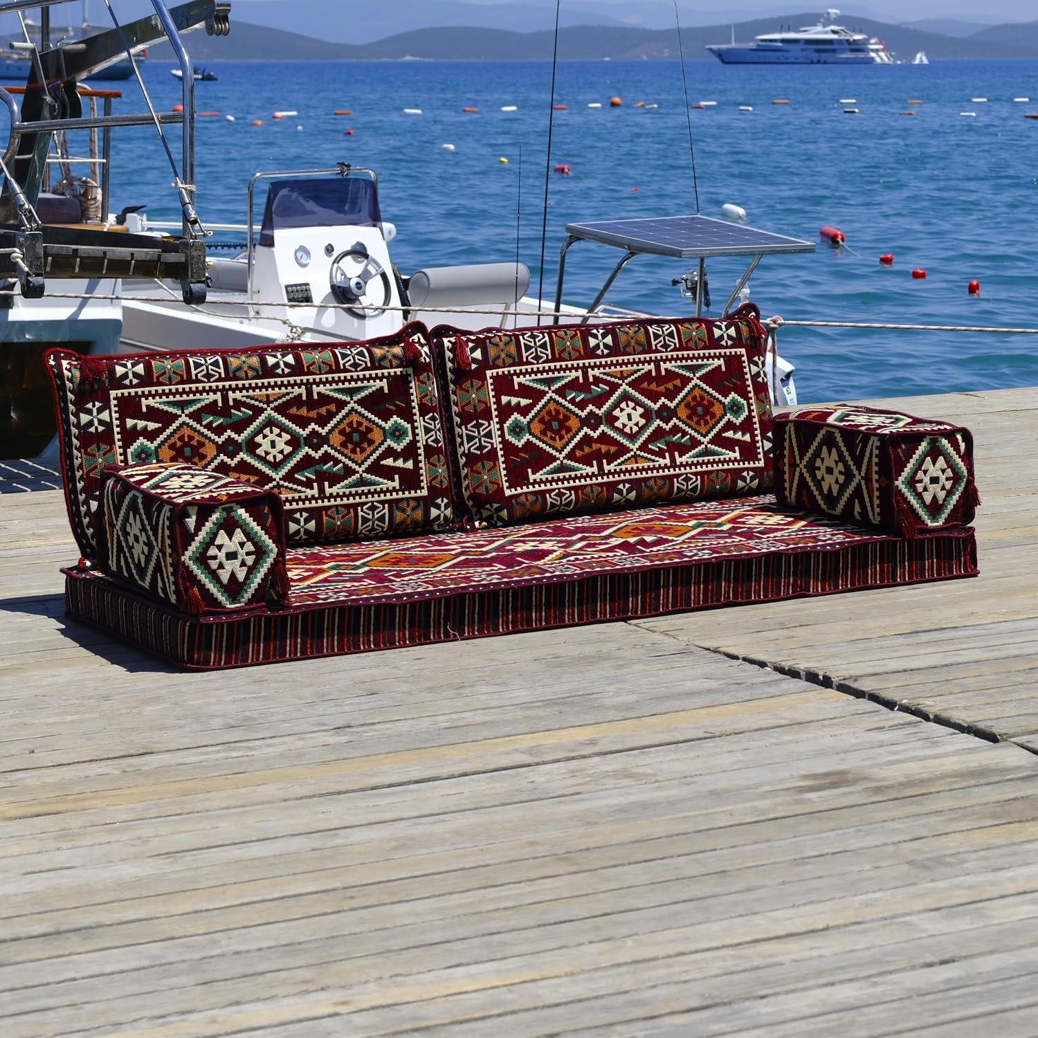 mysticalanatolia Arabic Majlis Sofa Set Arabian Couches 75x27x4 inch for Home Living Room Patio Bohemian Oriental Floor Seating Furniture Indoor Outdoor Lounge Loveseat Futon