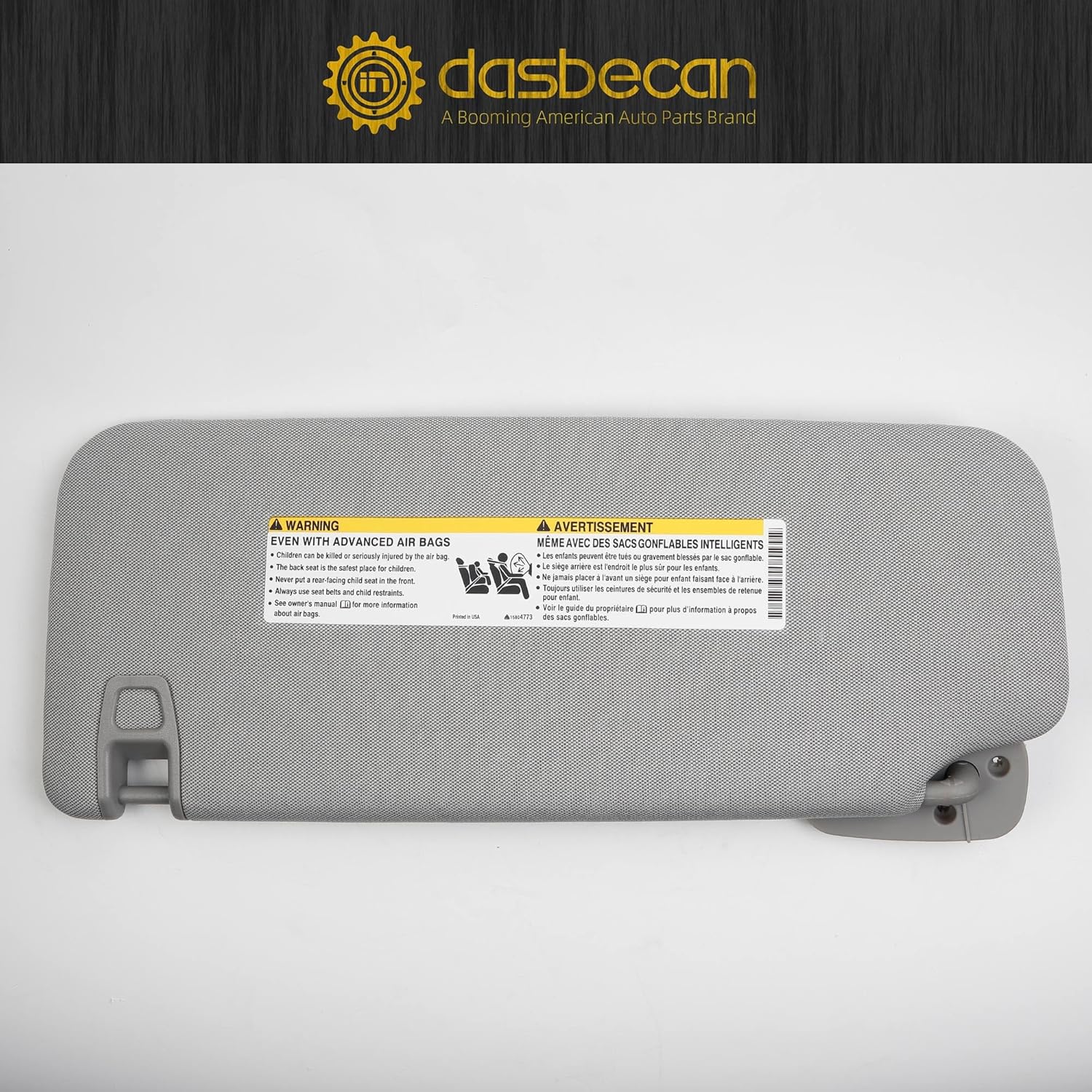 Dasbecan Right Passenger Side Sun Visor Compatible with 2015-2019 Cadillac Escalade, Chevrolet Silverado/Suburban/Tahoe, GMC Sierra/Yukon Sunvisor (Gray)
