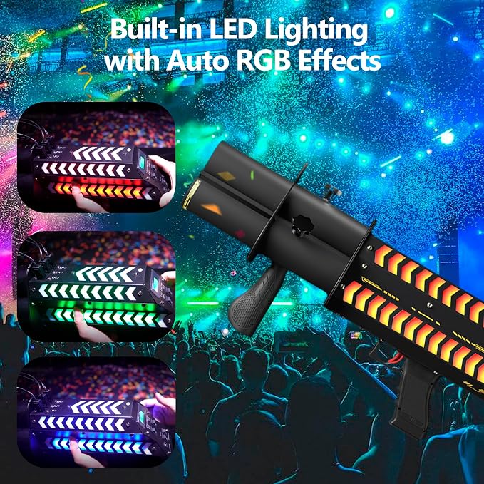 Lanzador eléctrico de confeti SHEHDS con luces LED RGB miniatura 6