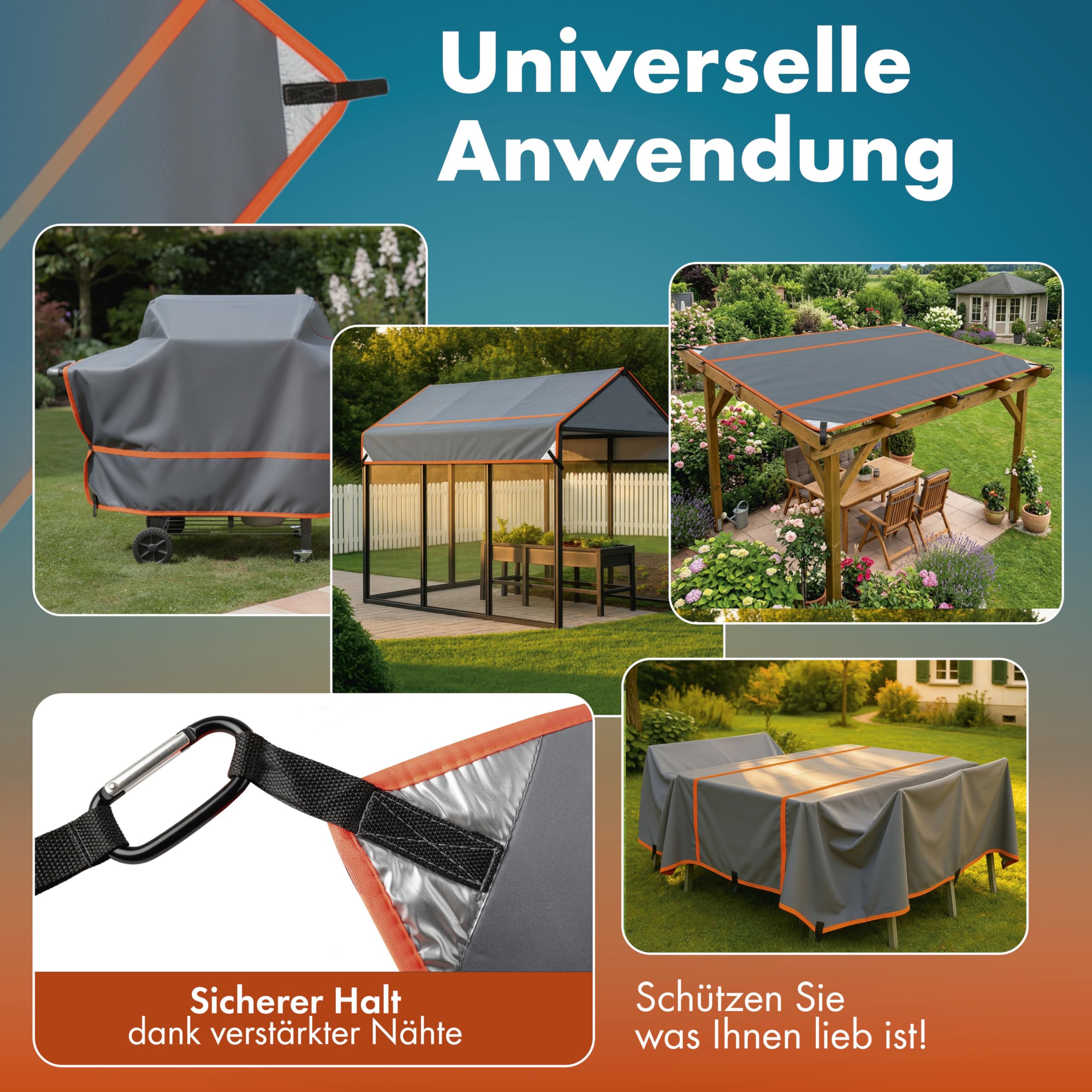 WALSER Hagelschutz Abdeckplane Wohnmobil/Wohnwagen, Hagel-Wohnmobilabdeckung Perma Protect, Hagelschutzgarage Universalgröße, Wohnwagen Abdeckung Universalgröße - Größe L (350 x 290 cm) grau