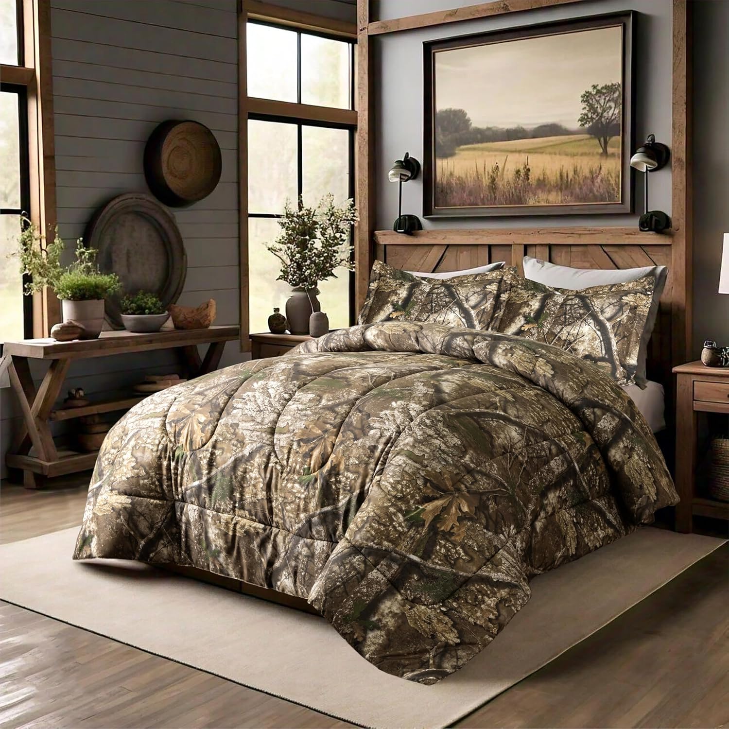 VISI-ONE Realtree APX Camo King 3 Piece Comforter Set – All-Season Lightweight Rustic Farmhouse Decor Bed Set, Ideal Fit for Hunters, Nature & Outdoor Lovers, Mancaves, Cabins, Lodges & Modern Spaces
