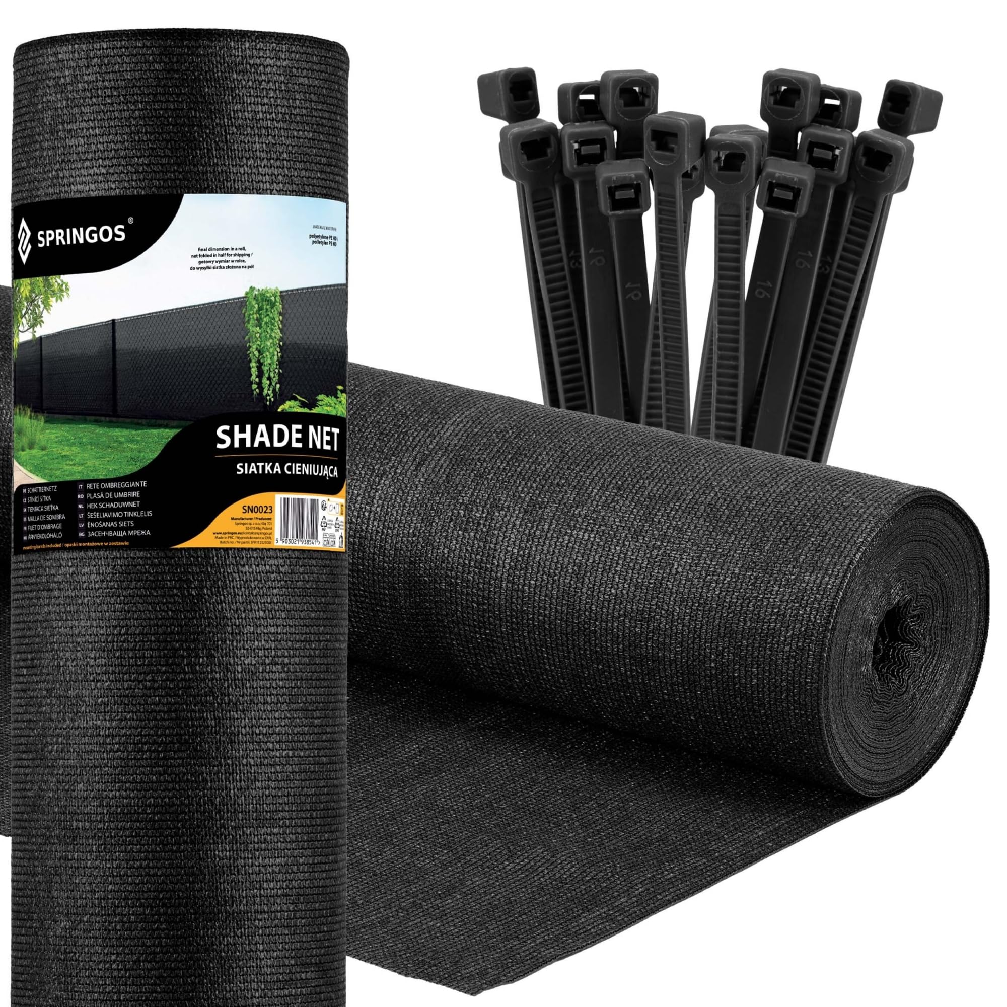 SPRINGOS Malla de sombreo Malla de sombreo 1,5 x 25 m 140 g/m² Malla de sombreo Incl. 100 Bridas para Cables