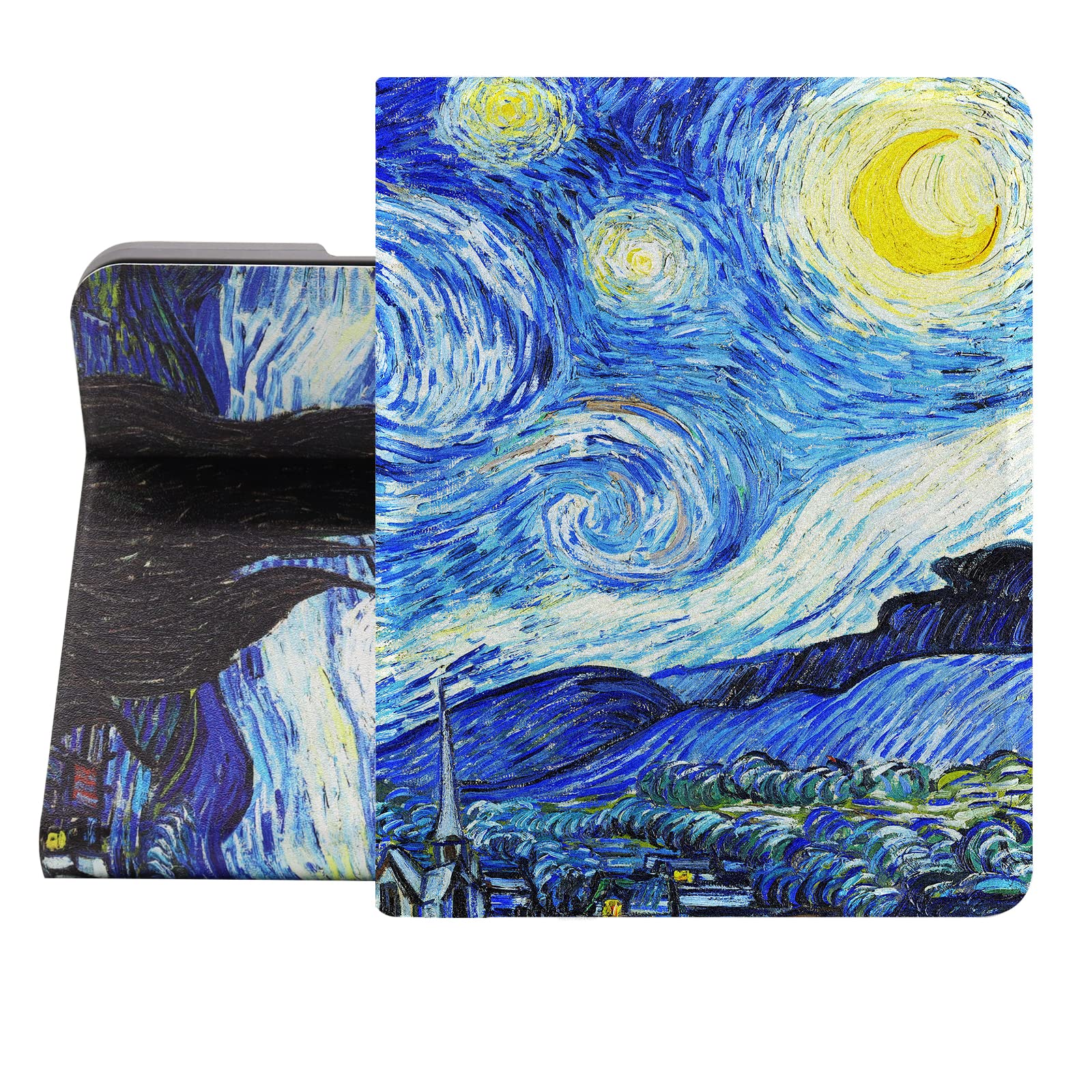 Berkin ArtsiPad Pro 2nd/3rd/4th Generation Case (11 Inch) Case 2022 2021 2020 Folio Case Premium Leather Cover Post-impressionism Blue Lightweight (The Starry Night by Van Gogh)