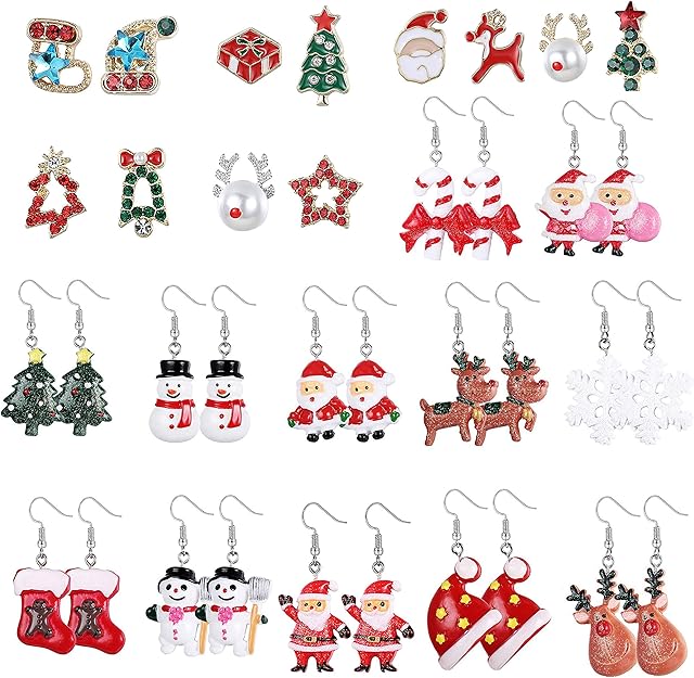 Milacolato Christmas Earrings Holiday Jewelry Set Gifts for Womens,Thanksgiving Xmas Jewelry Christmas Snowman Snowflake