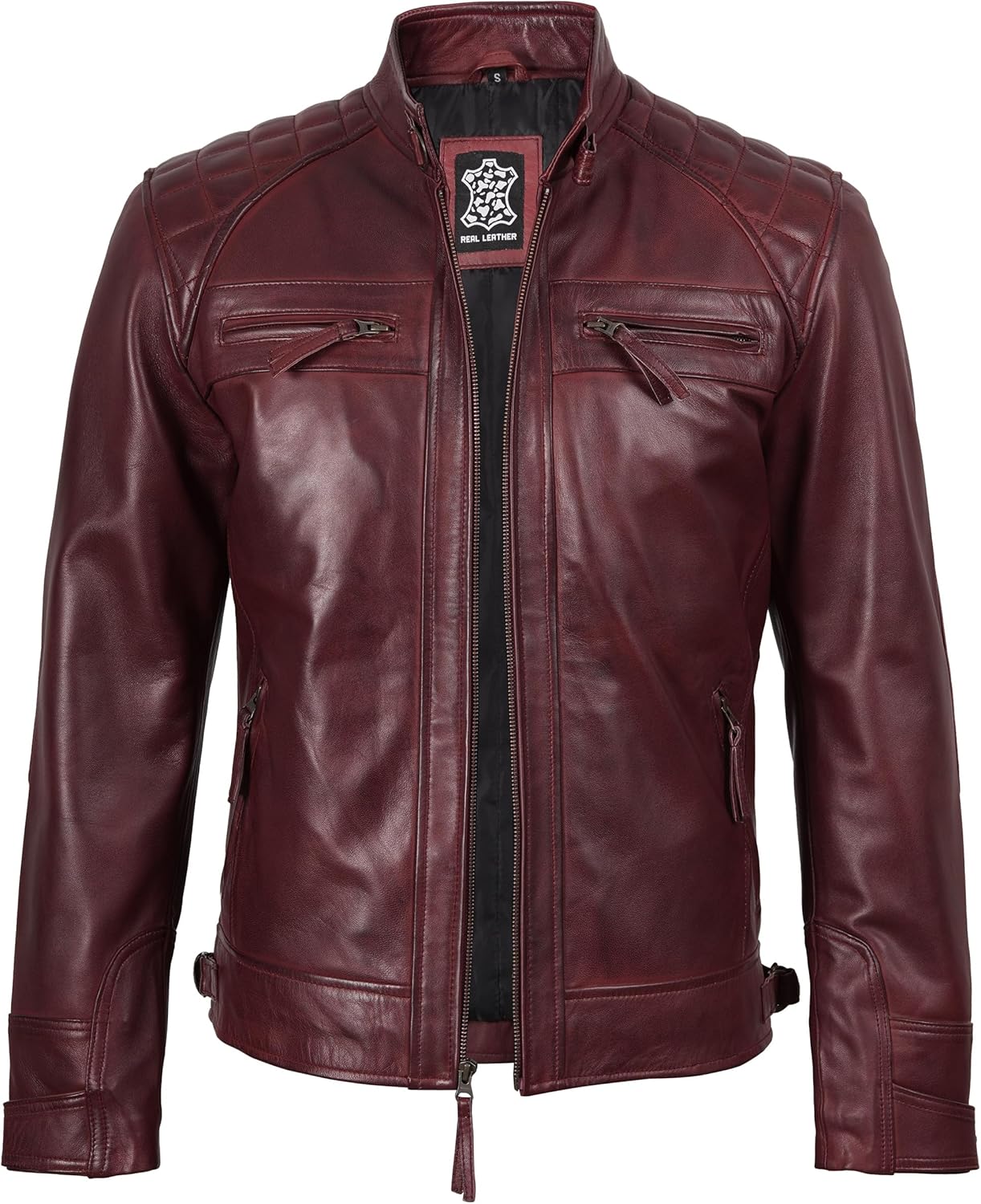 Decrum Leather Jacket Men - Cafe Racer Style Real Lambskin Leather Jackets For Men - Image 2