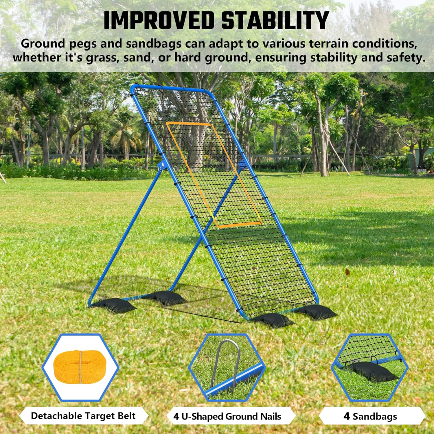 Volleyball Rebounder Net 7x4FT with Adjustable Angles for Spiking, Bumping, Passing | Foldable Training Net with Dual-Bar Frame, Ground Stakes & Carry Bag for Indoor Outdoor Volleyball Practice - Image 5