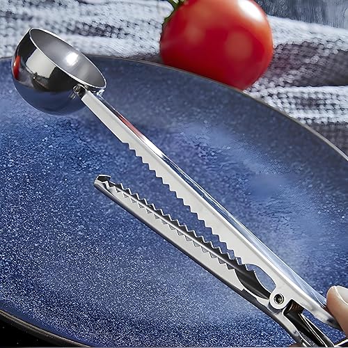 Miniatura 4 de Cuchara de café molido con clip para bolsa para café té, 1 cucharada de café de acero inoxidable, juego de 3 (3 unidades, plateado) 3 piezas plata,3