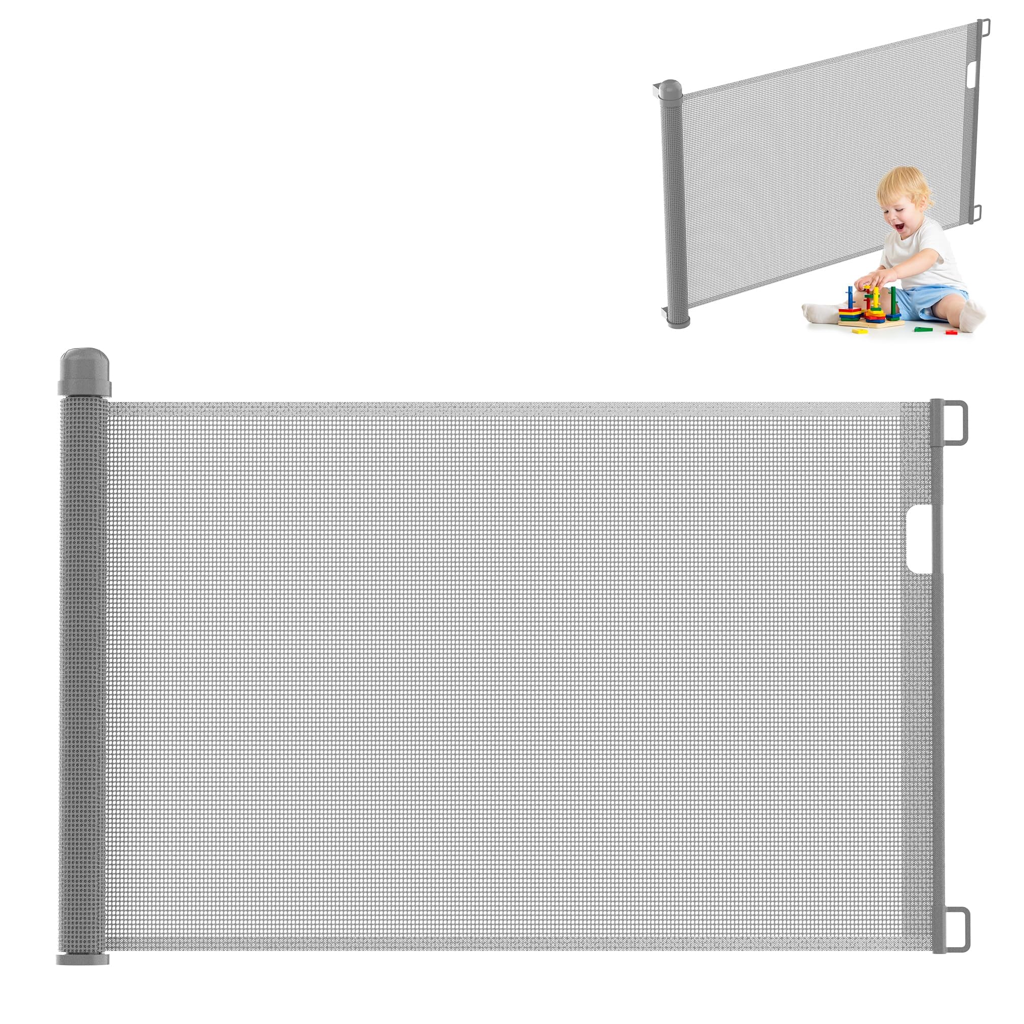 UISEBRT Türschutzgitter Ausziehbar 0-150cm, Treppenschutzgitter für Baby und Pelztiere, Kinder Schutzgitter für Innen- und Außenbereich (Grau, 300cm)