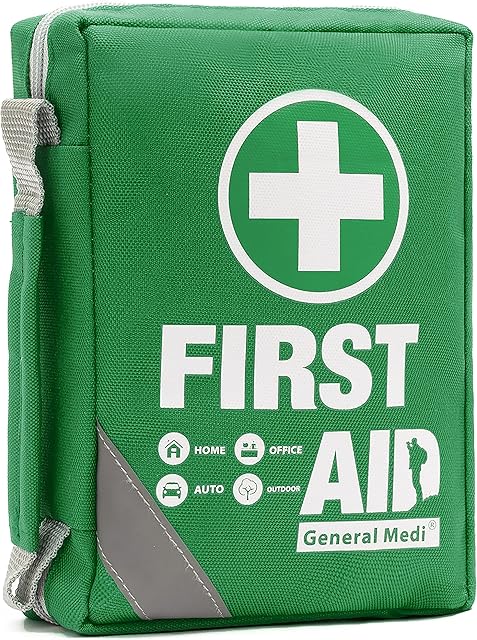 First Aid Kit -Compact First Aid Bag(175 Piece) - Reflective Bag Design- Includes 2 x Eyewash,Instant Cold Pack,Emergency Blanket for Home, Office, Vehicle,Camping, Workplace & Outdoor