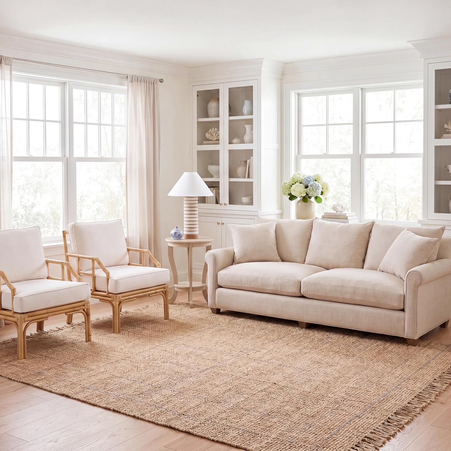 SAFAVIEH Area Rug 8x10 - Natural Fiber Collection - Large - Natural, Handmade Jute, Ideal for Living Room, Bedroom, Dining Space (NF602A)