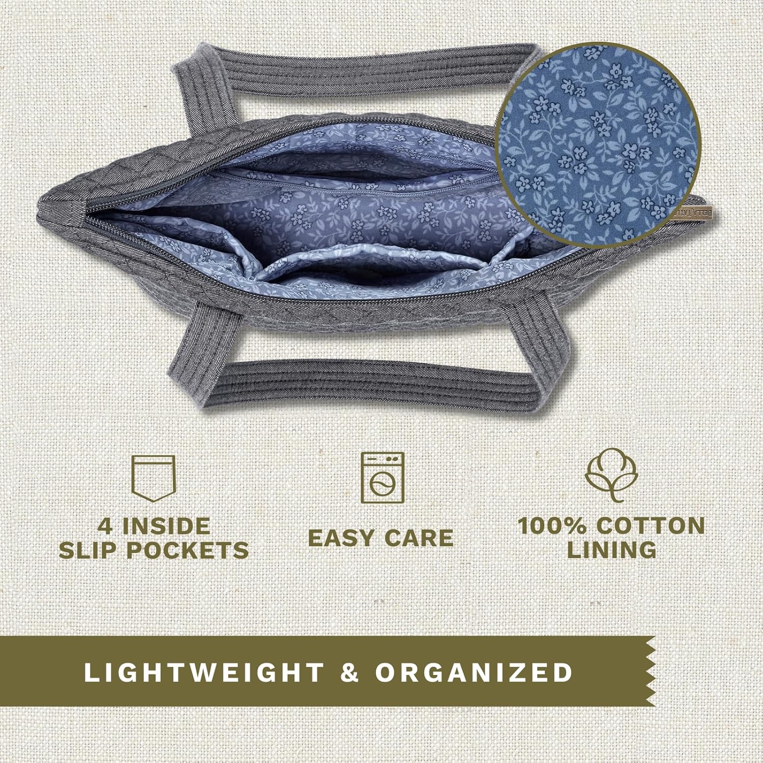 Bella Taylor Stride Tote | Lightweight Quilted Fabric Handbags for Women - Image 5