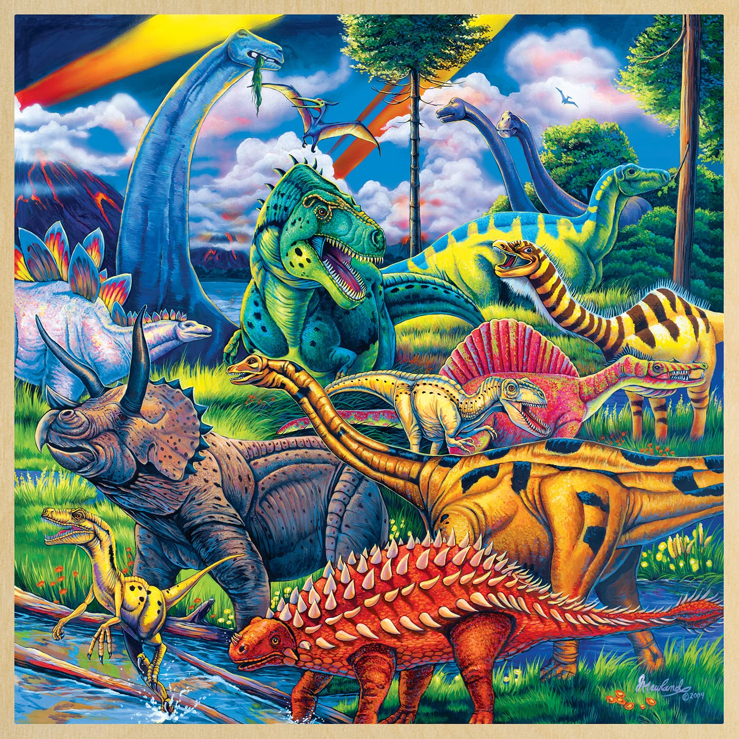 Masterpieces 48 Piece Fun Facts Jigsaw Puzzle for Kids - Dinosaur Friends Wood Puzzle - 12"x12" - Image 2
