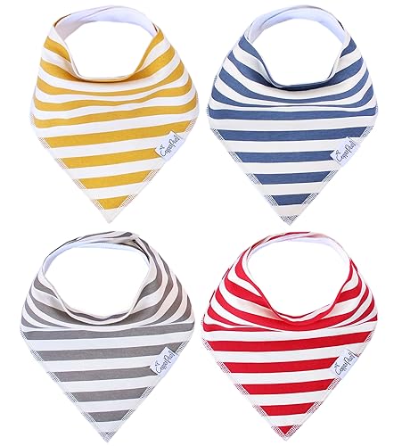 Copper Pearl Baberos tipo bandana para bebé, paquete de 4 baberos de algodón suave para babear y dentición, baberos absorbentes para bebés niñas y