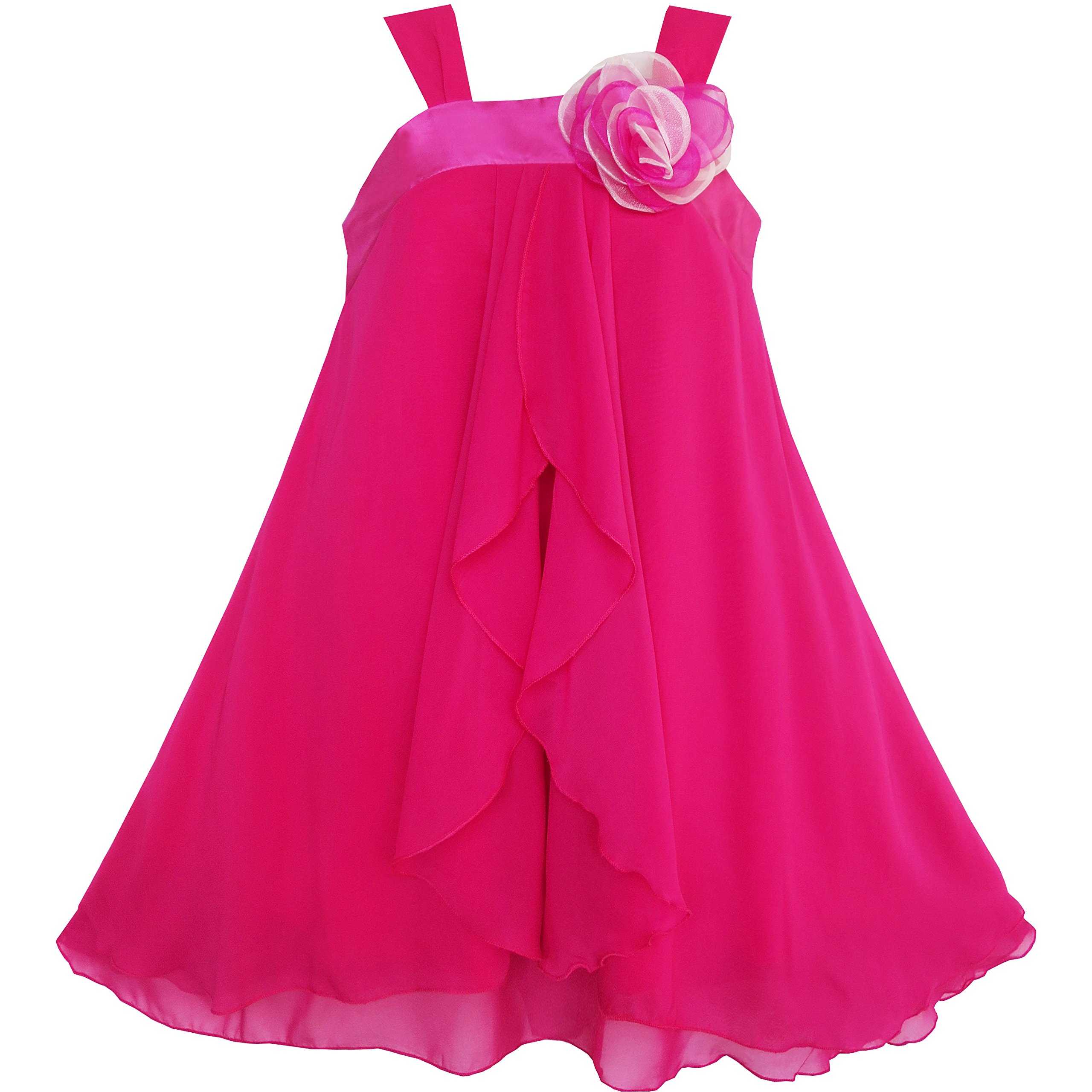 Sunny Fashion Vestido para niña Sin Mangas Cabestro Flor Multi Layer Gasa 4-14 años