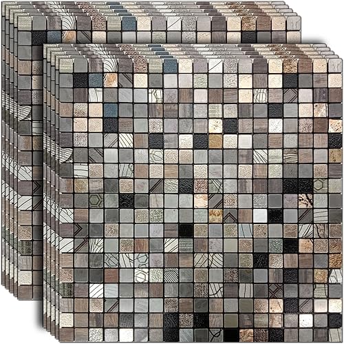 WEIMEISC 10 hojas de azulejos para salpicaduras de cocina, azulejos de mosaico autoadhesivos, se adhieren a tocadores de baño, decoración de