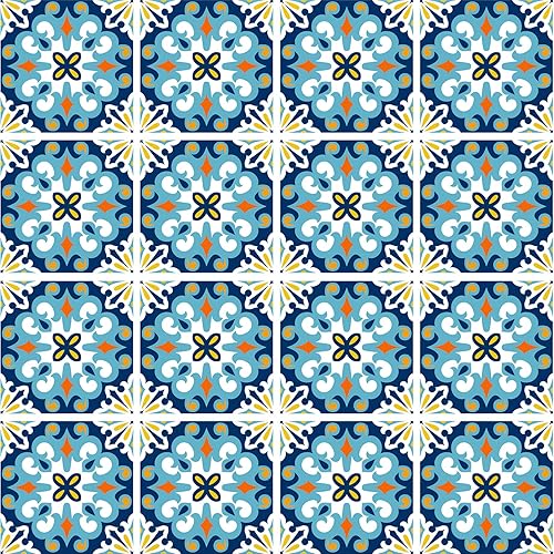 Miniatura 3 de Poromoro - Juego de azulejos adhesivos con estilo español o portugués (16 unidades)