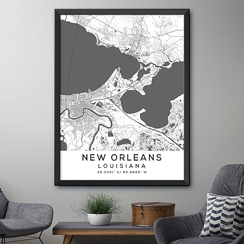 Miniatura 4 de Mapa de Nueva Orleans, Luisiana, Light 2 (8x10)