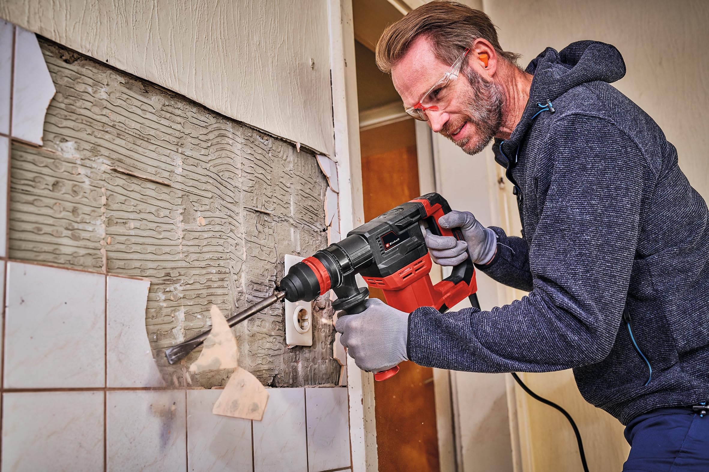 Martello demolitore TE-DH 5 di Einhell (5 J, mandrino portautensile con attacco SDS Plus, impugnatura antivibrante, impugnatura supplementare flessibile, E-Box inclusa)