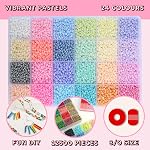 12500pcs John Bead Assorted Glass Seed Beads 8/0, 24 Rainbow Vibrant Pastels Colors Round Bead for DIY Crafts Jewelry Making Bead Box